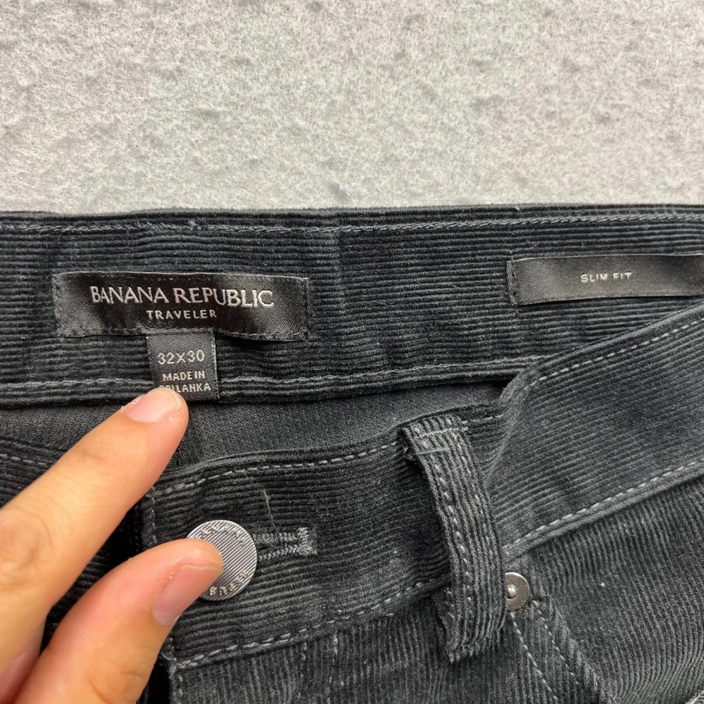 Banana Republic Traveler Corduroy Pants Mens 32x30 Black Slim Fit Stretch Cords